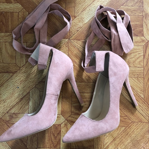 Qupid rose tie up heels - Picture 2 of 4